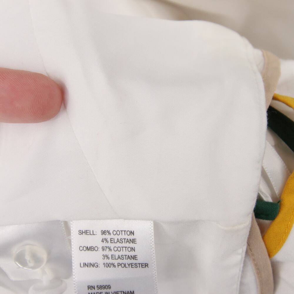 Antonio Melani x The Nat Note Zoe Scalloped Sateen Top White Green Crop Size 6 - Picture 11 of 14